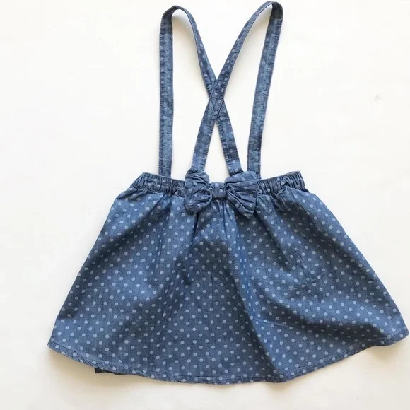 H&M NWT chambray polka dot suspender skirt 9-10Y - Picture 4 of 4